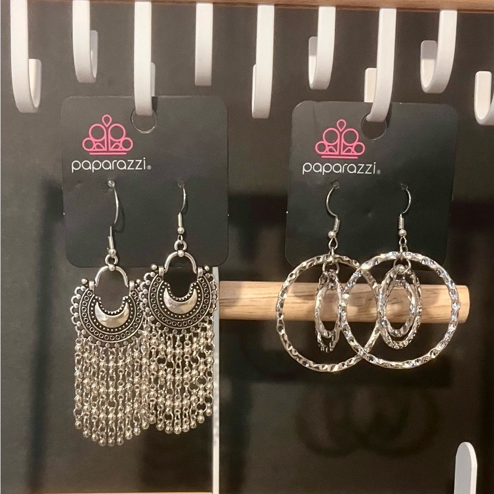 10 Pairs Paparazzi Silver Tone Dangling Earrings – Fashion Jewelry Lot – New (2)
